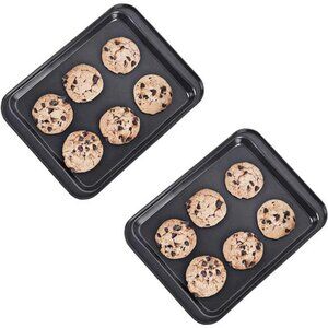 2 Small Baking Sheets 9.45 X 7.09 Inch (Inner 7.5x6) Mini Cookie Tray Toaster